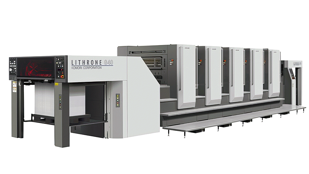 Presse offset Komori Lithrone utilisée pour la fabrication des imprimés Direct Impression